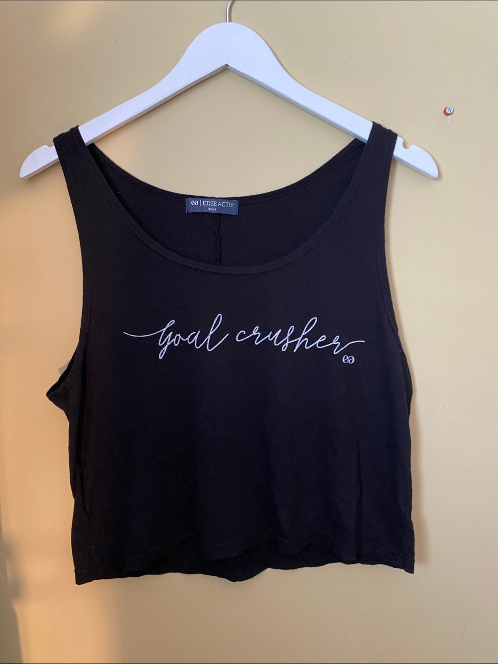 Black 'Goal Crusher' Crop Tank, Small